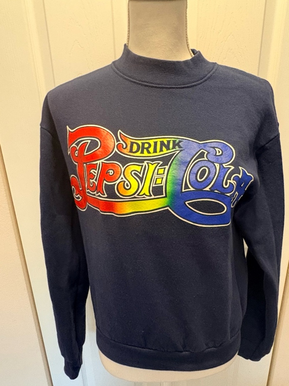Vintage Pepsi-Cola Rainbow Logo Navy Crewneck Sweatshirt